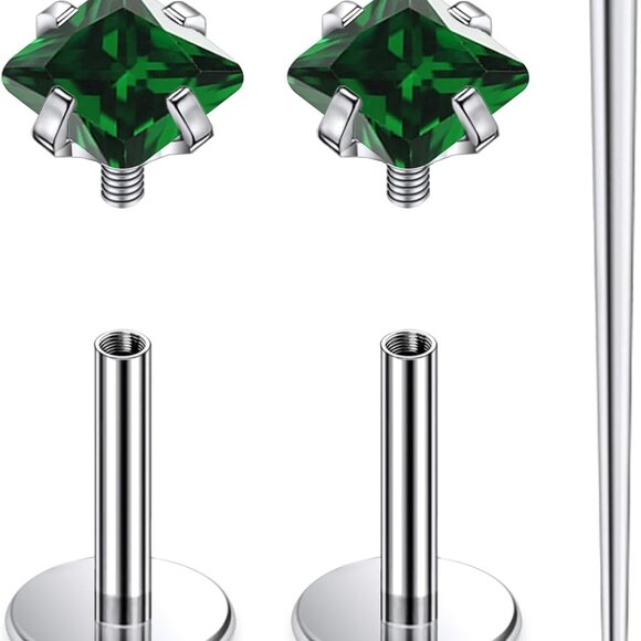 Jewelry - 20G 18G 16G Astm F136 Titanium Internal Thread Flat Back Earrings Nose Studs Tra